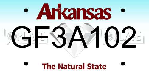 GF3A102 Arkansas License Plate