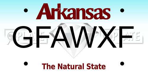 GFAWXF Arkansas License Plate