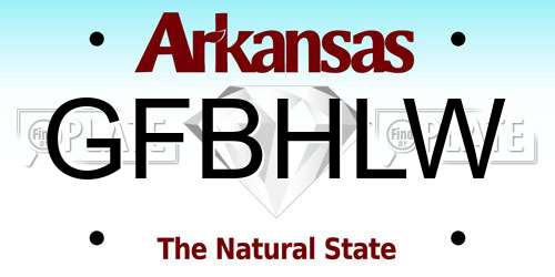 GFBHLW Arkansas License Plate
