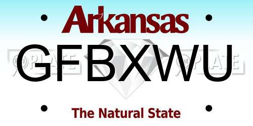 GFBXWU Arkansas License Plate