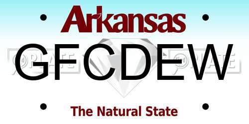 GFCDEW Arkansas License Plate