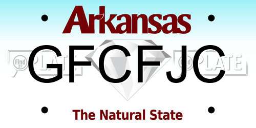 GFCFJC Arkansas License Plate