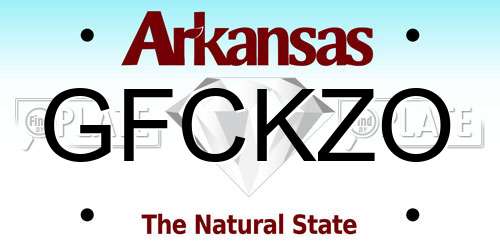 GFCKZO Arkansas License Plate