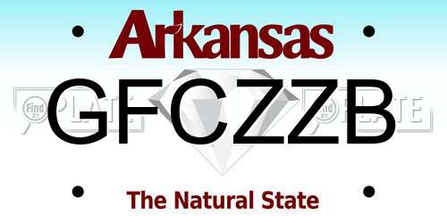 GFCZZB Arkansas License Plate