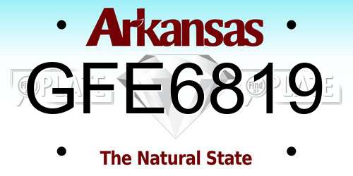 GFE6819 Arkansas License Plate