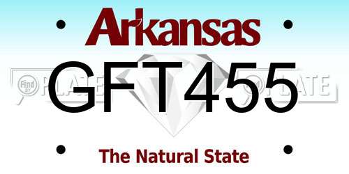 GFT455 Arkansas License Plate