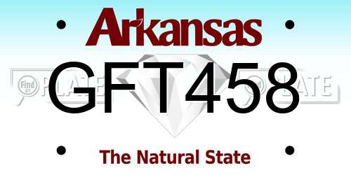GFT458 Arkansas License Plate