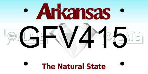 GFV415 Arkansas License Plate