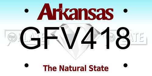 GFV418 Arkansas License Plate