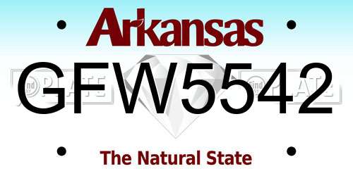 GFW5542 Arkansas License Plate