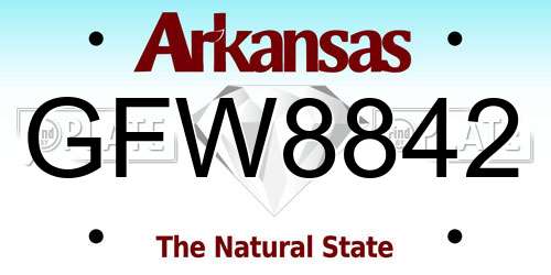 GFW8842 Arkansas License Plate