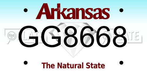 GG8668 Arkansas License Plate