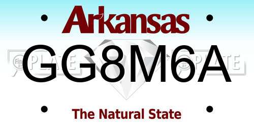 GG8M6A Arkansas License Plate