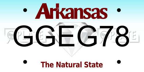 GGEG78 Arkansas License Plate