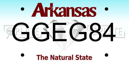 GGEG84 Arkansas License Plate
