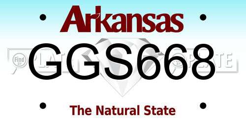 GGS668 Arkansas License Plate