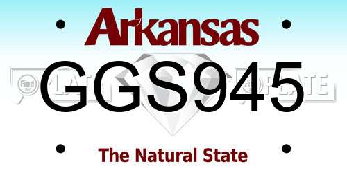 GGS945 Arkansas License Plate