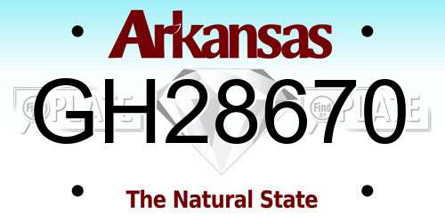 GH28670 Arkansas License Plate