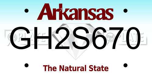 GH2S670 Arkansas License Plate