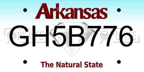 GH5B776 Arkansas License Plate