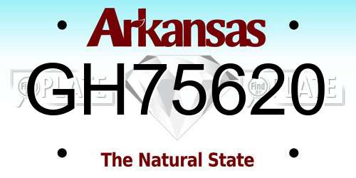 GH75620 Arkansas License Plate
