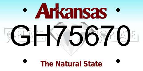 GH75670 Arkansas License Plate