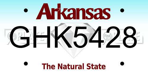 GHK5428 Arkansas License Plate