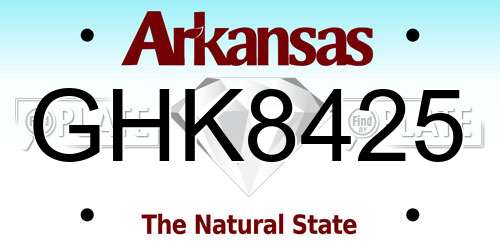 GHK8425 Arkansas License Plate