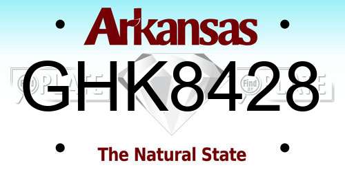 GHK8428 Arkansas License Plate