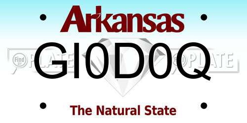 GI0D0Q Arkansas License Plate