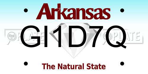 GI1D7Q Arkansas License Plate