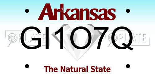GI1O7Q Arkansas License Plate