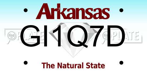 GI1Q7D Arkansas License Plate