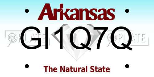 GI1Q7Q Arkansas License Plate