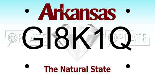 GI8K1Q Arkansas License Plate