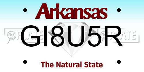 GI8U5R Arkansas License Plate