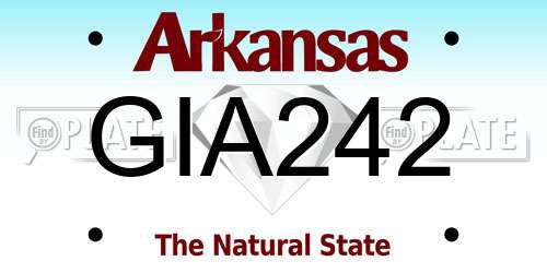 GIA242 Arkansas License Plate