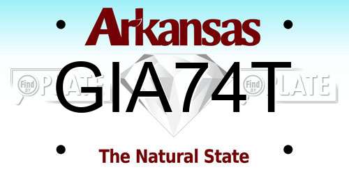 GIA74T Arkansas License Plate