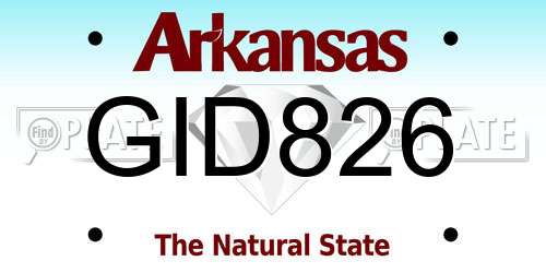 GID826 Arkansas License Plate