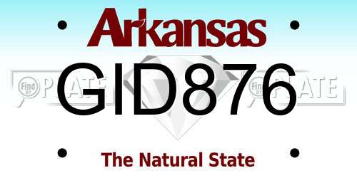 GID876 Arkansas License Plate