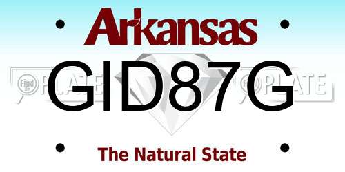 GID87G Arkansas License Plate