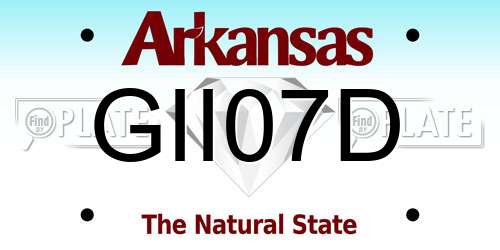 GII07D Arkansas License Plate