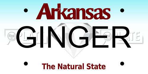 GINGER Arkansas License Plate