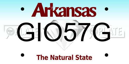 GIO57G Arkansas License Plate