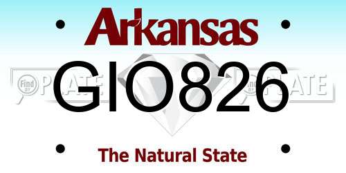GIO826 Arkansas License Plate