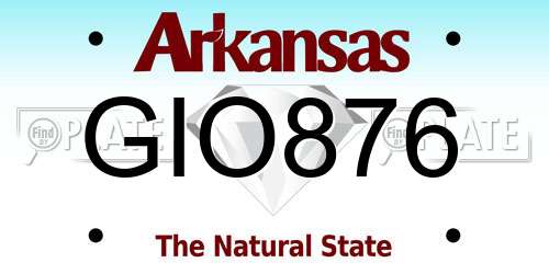 GIO876 Arkansas License Plate