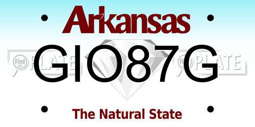GIO87G Arkansas License Plate