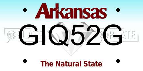 GIQ52G Arkansas License Plate