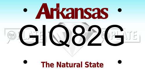 GIQ82G Arkansas License Plate