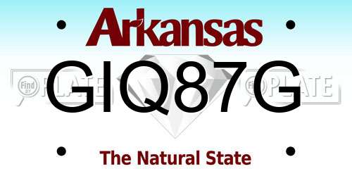 GIQ87G Arkansas License Plate